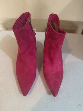 Sam Edelman Hot Pink Suede Pointed Toe Ankle Booties